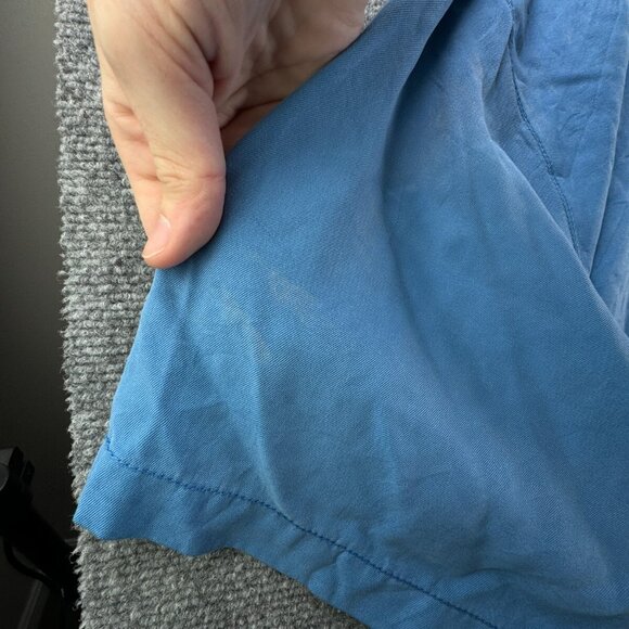 Tommy Bahama Silk Button Up Shirt Short Sleeve Mens Hawaii Blue 2XL Solid Adult - Picture 14 of 16